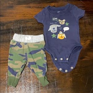 Dog camouflage matching set onesie with pants